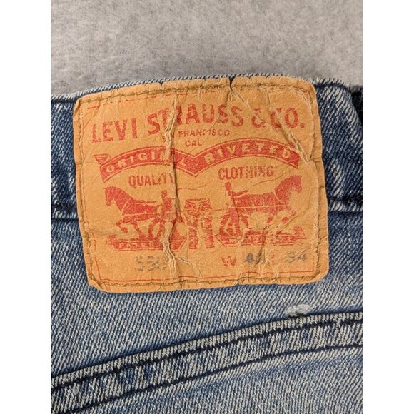 Levi's 550 Jeans Mens 42x34 Blue Relaxed Fit Tapered Distressed Ripped Holes Y2K - Picture 11 of 16